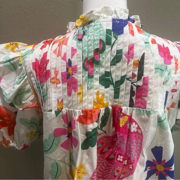 Floral Ruffle Sleeve Top Sincerely Ours Nora EUC Pretty Peacock - Picture 9 of 14